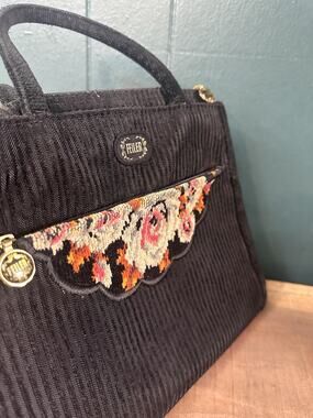 FEILER Germany Floral Tapestry Handbag Chenille Textile Bag Rare Vintage